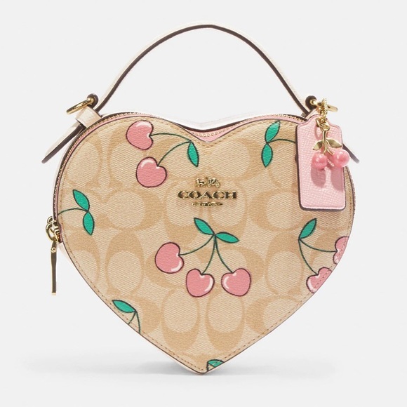 Coach Heart Bag Color Block Cherry Print - Picture 2 of 13